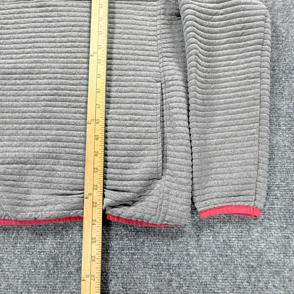 LL Bean Airlight Knit Pullover Men's Medium Gray Red 1/4 Zip Slightly Fitted